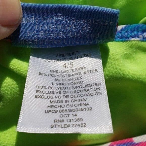 Girls Swimwear Tankini 2 piece Yellow Graphic Ruffle Toddler Size 4-5 NWT - Picture 5 of 6